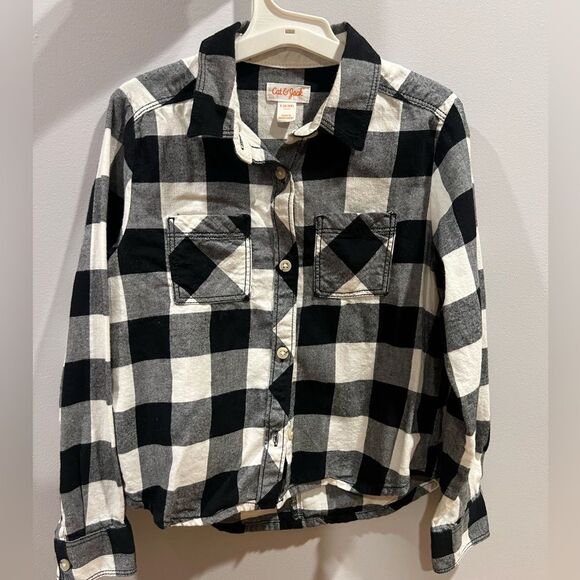 Black and white plaid shirt Girl or boy 6/6X - Picture 2 of 3